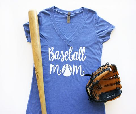 V-Neck - Baseball Mom