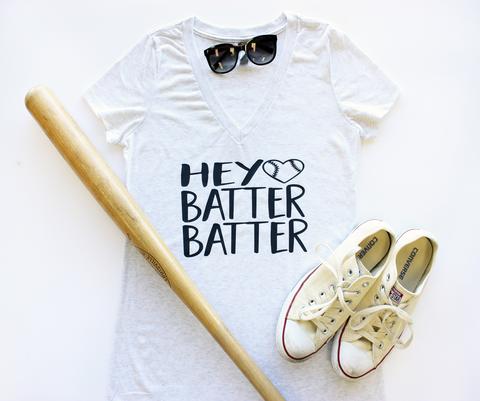 V-Neck - Baseball - Hey Batter